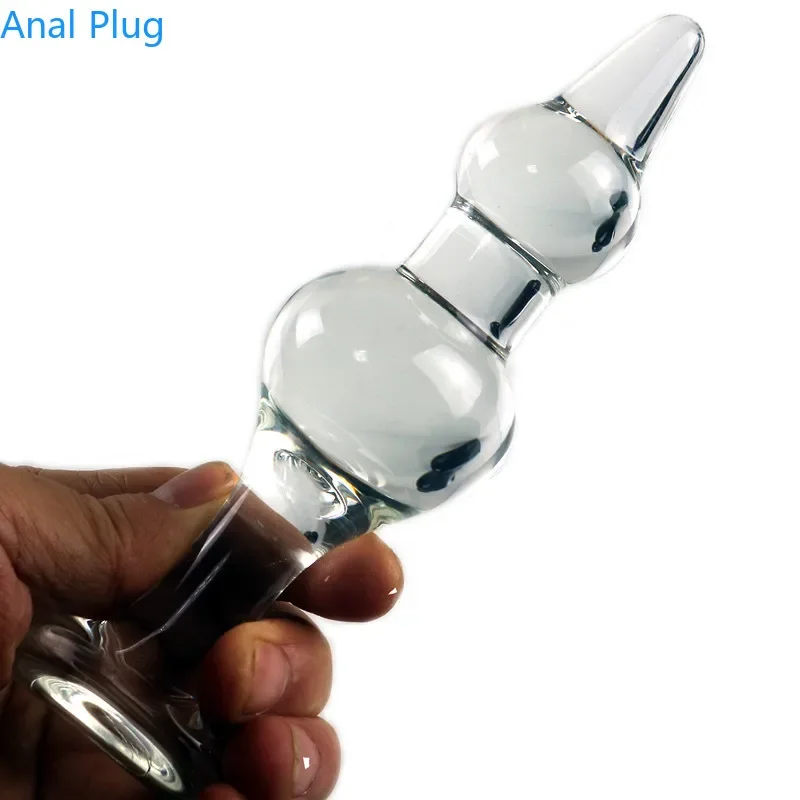 G Spot tongkat Anal Butt Plug Vagina merangsang Vagina palsu Penis Anus halaman belakang manik-manik kaca Dildo kristal produk seks