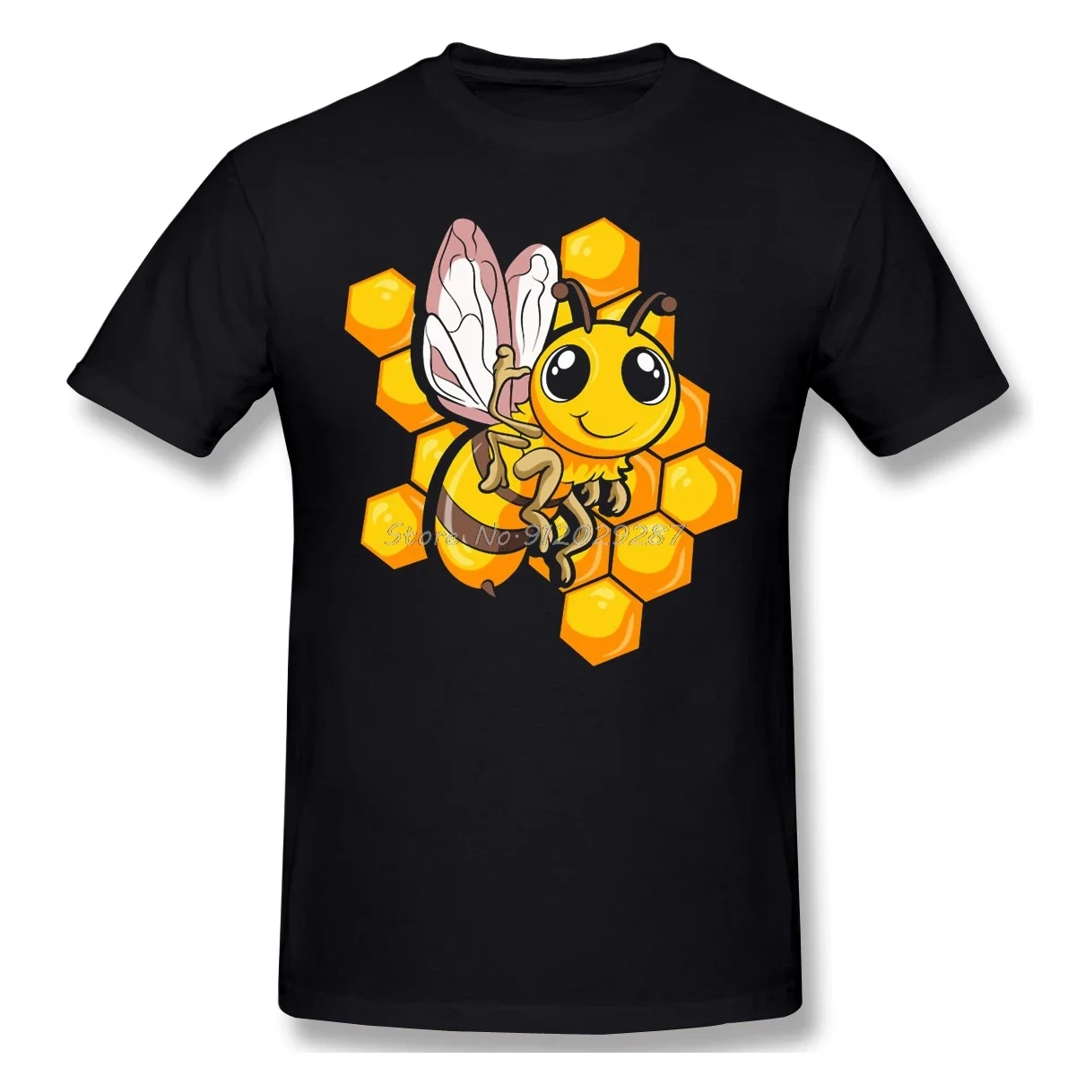 Cute Bee Design Shirt Men  Cotton Short Summer Sleeve TShirt Cute Wholesome Bee Funny Humor Animal Casual Loose T-Shirt