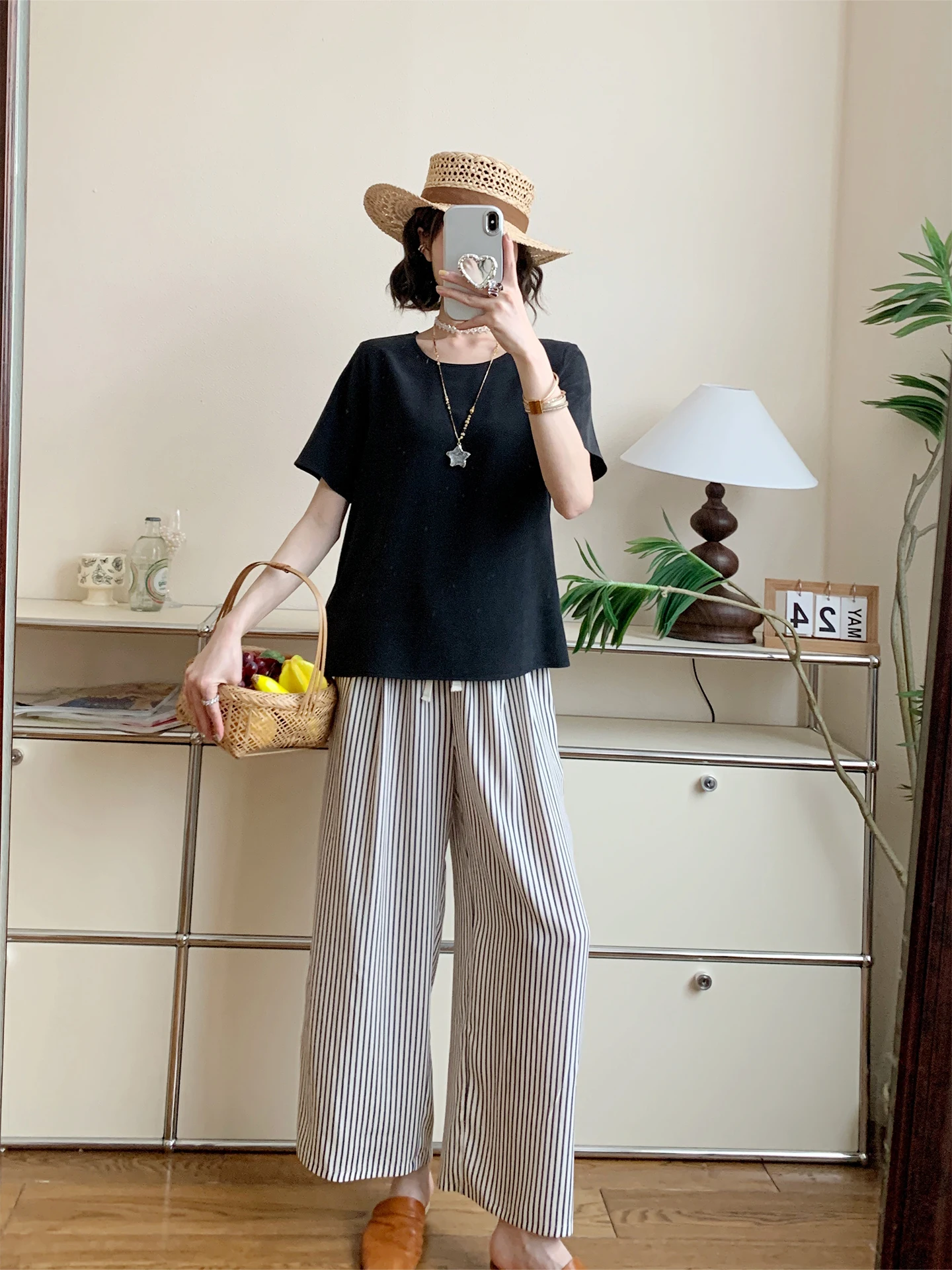 

Summer Naked Run Cool Pants High Waist Straight Leg Anti Wind hine Waable Silk Blend Comfortable Casual Trousers