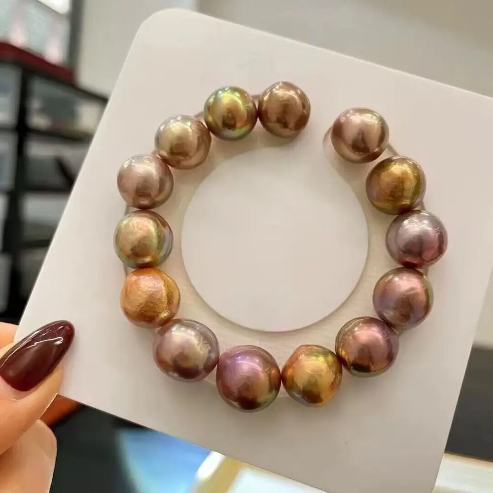 gorgeous 11-13mm south sea baroque multicolor pearl bracelet 7.5-8\