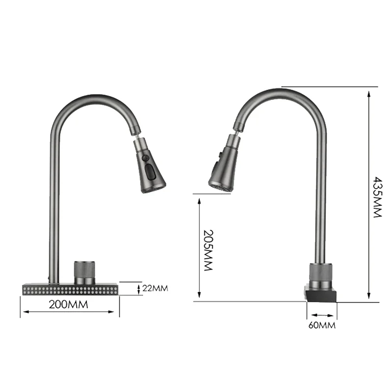 Waterfall Sink Pull Type Kitchen Faucet Hot Cold Mixer Vegetable Wash Tap Basin Multiple Water Outlets Rotation Flying Rain Tap