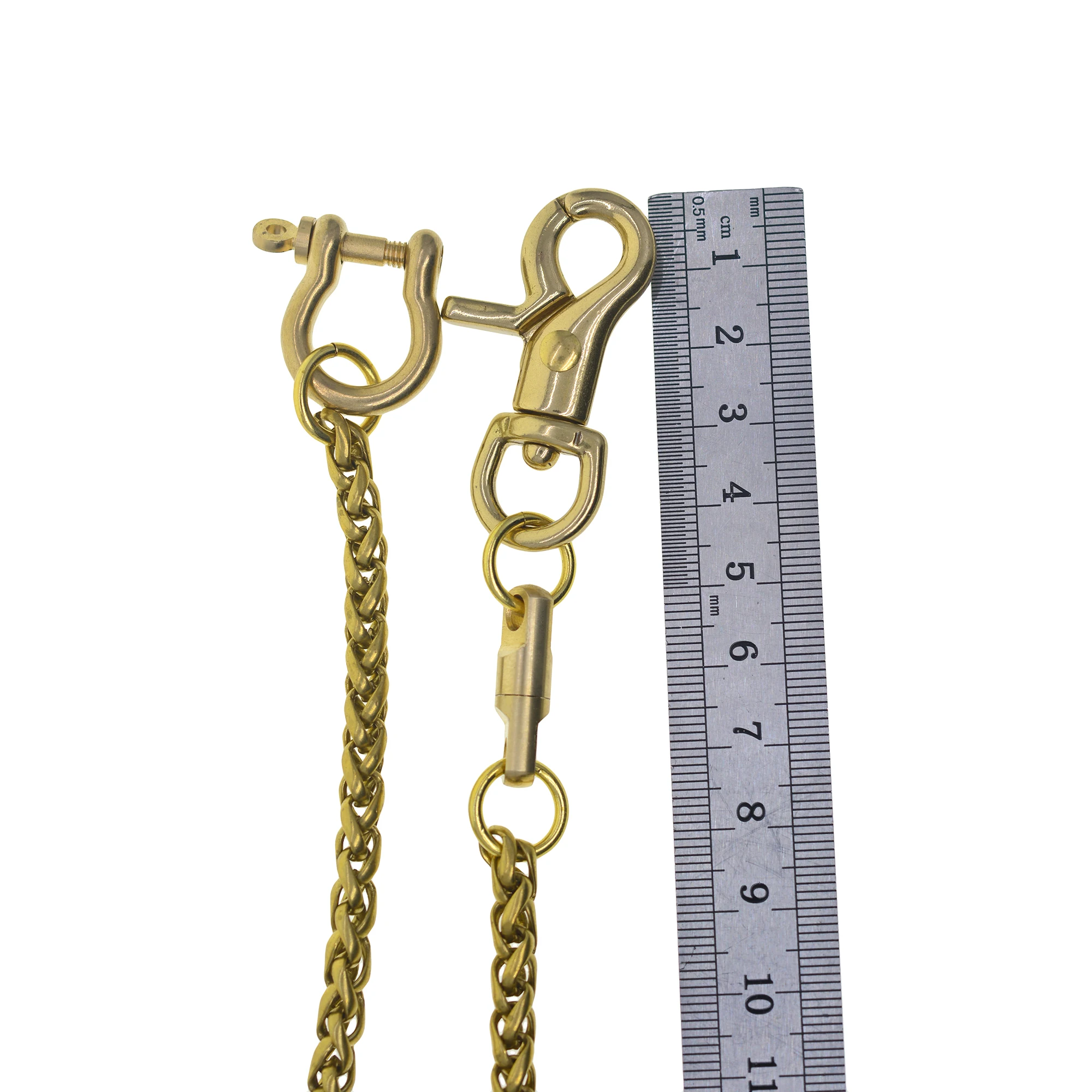 vintage Brass wheat wallet jean trousers swivel chains Itlay basket snake chain D shackle connector lobster clasp keychains