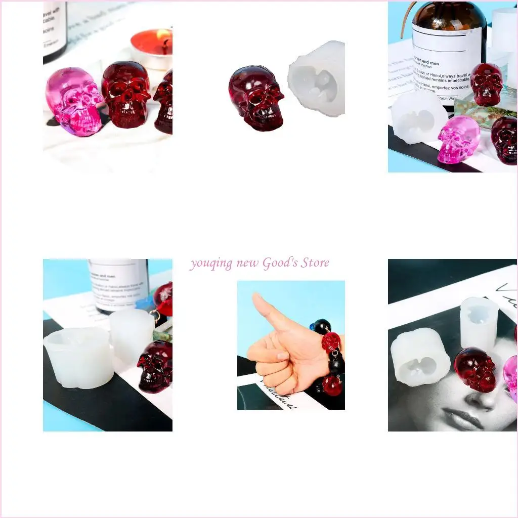 

57QA Resin Mold DIY Crafts Bracelet Pendant Silicone Mould Handmade Skull for Head Mo