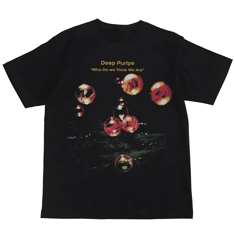 Deep Purple Digital Direct Spray Deep Purple Rock Band American Street Gunslinger Nirvana Retro T-Shirt mit kurzen Ärmeln – Detail 6