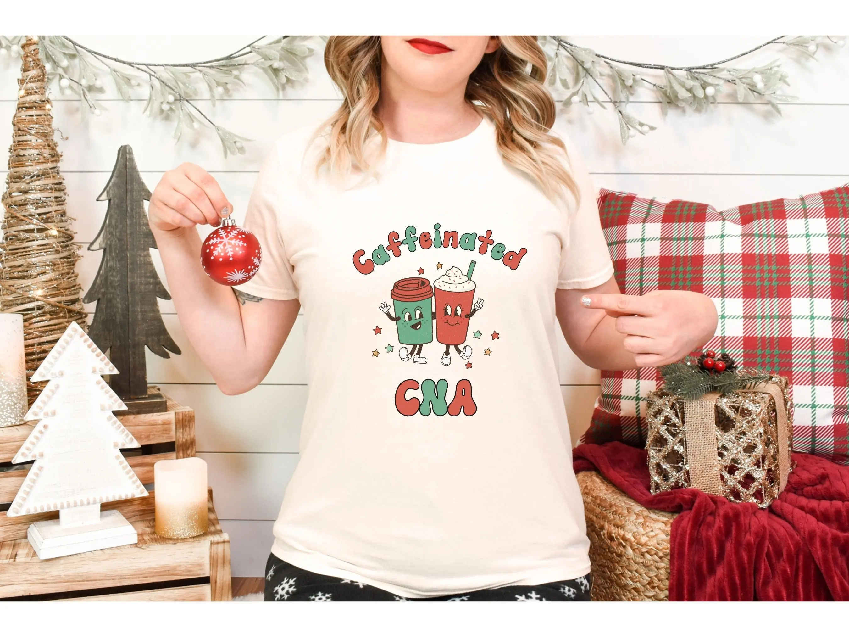 Christmas CNA T Shirt Funny Coffee for Vintage Retro Xmas