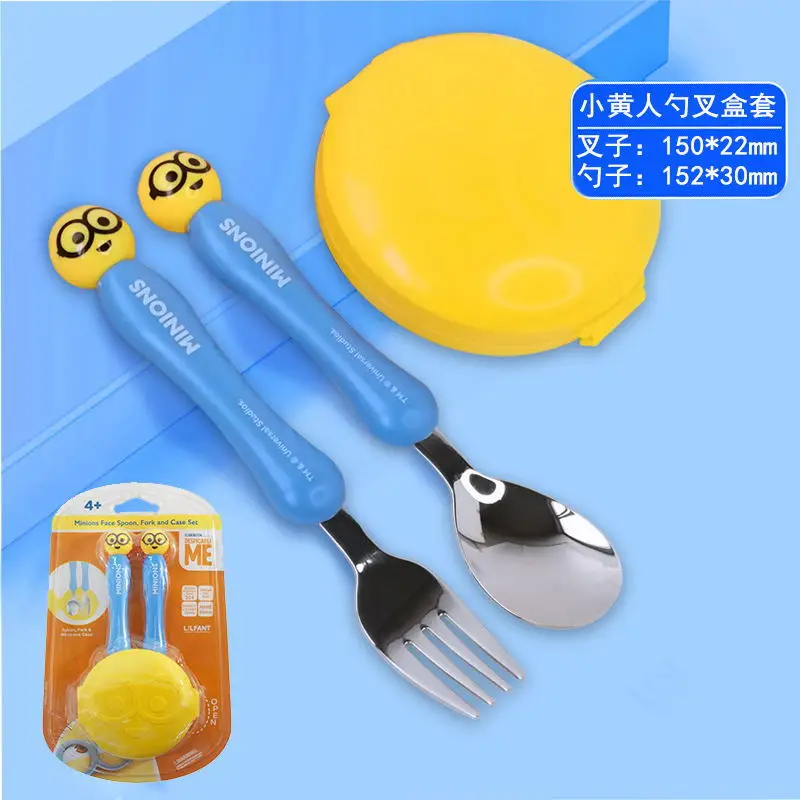 

Hot Cartoon Minions Anime Character Cartoon Cute Stainless Steel Anti-Drop Spoon and Fork Creative Girly Kawaii Tableware Set