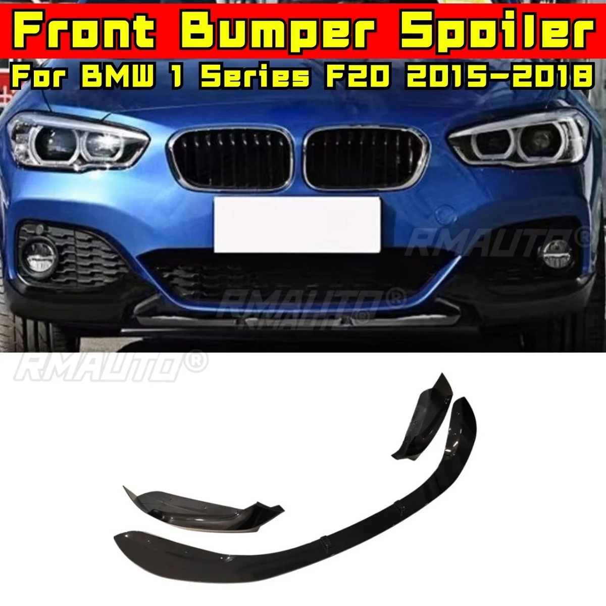 

Передний бампер автомобиля, диффузор, спойлер, глянцевый черный модификация, часть для BMW 1 серии F20 2015-2018, автомобильные аксессуары