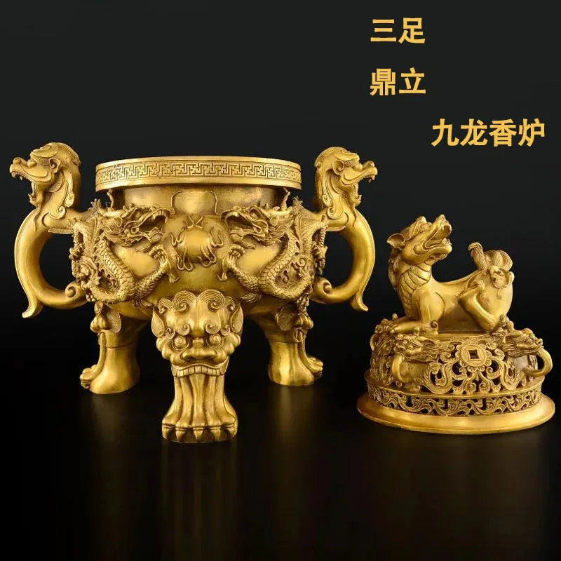 

Creative Brass Three legged Animal Dog Sculpture Shaped Aromatherapy Burner Buddha Hall Offering Indoor Kowloon Incense Stove1pc