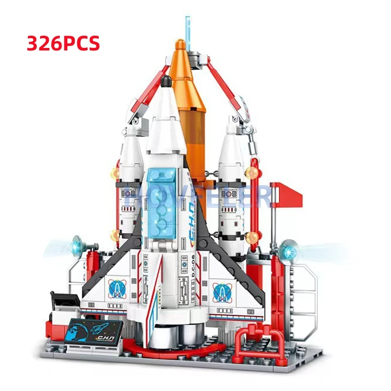 City Shuttle Satellite Rocket Building Blocks Space Station Saturn Astronaut Figure Man Bricks Set Gift for Boys