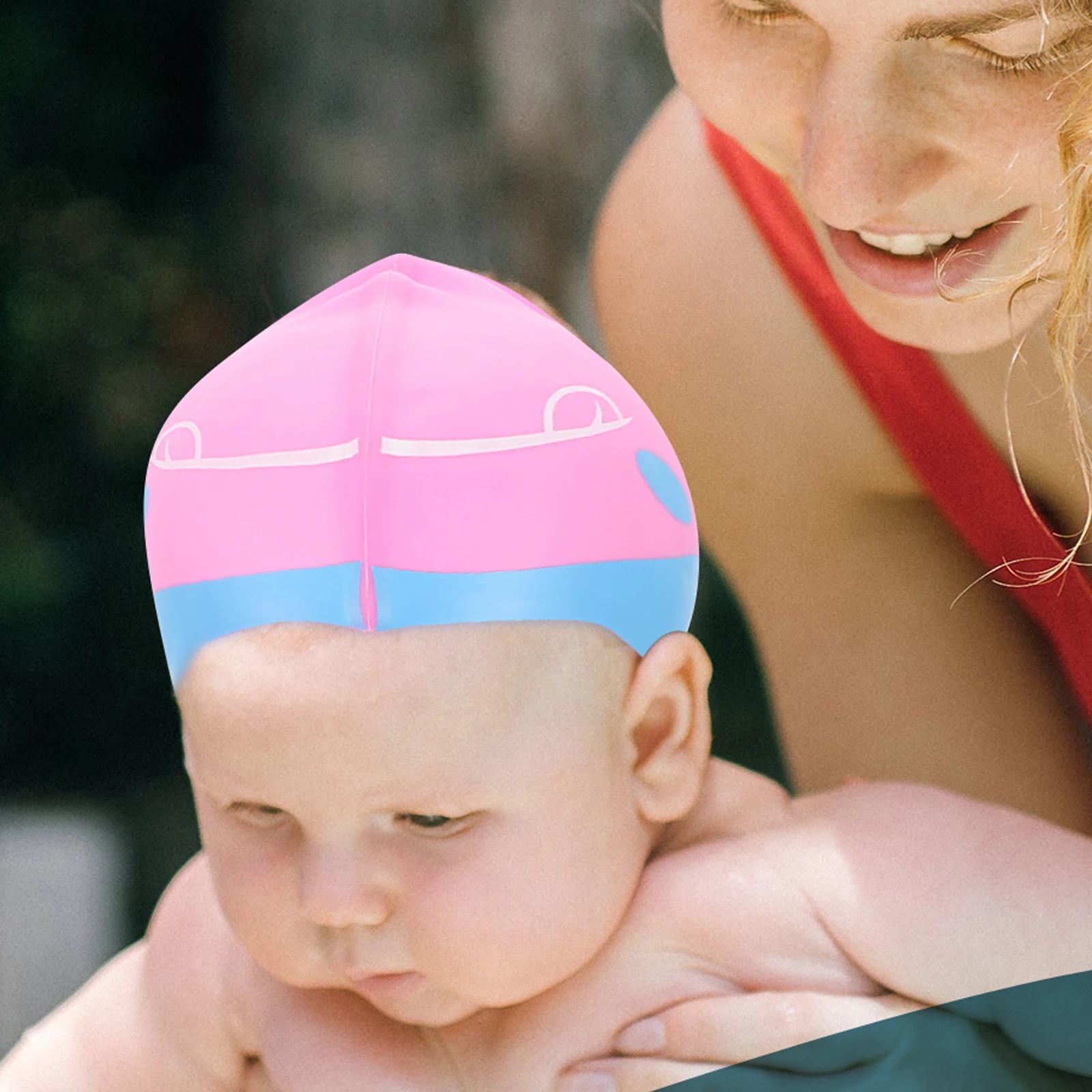 Kids Silicone Swim Caps Lightweight Comfortable Cartoon Pattern Ear Protectors Toddler Swim Hats Flexible Hair Protection