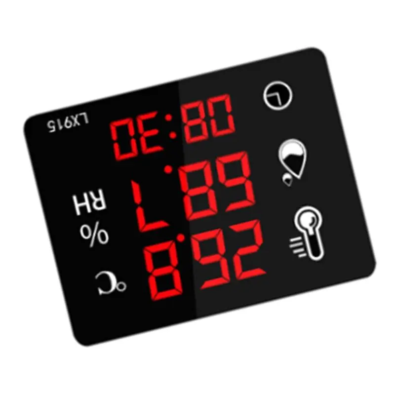 AS63-Digital Temperature And Humidity Thermometer Time Display Dual Use LED Screen High Precision LX915