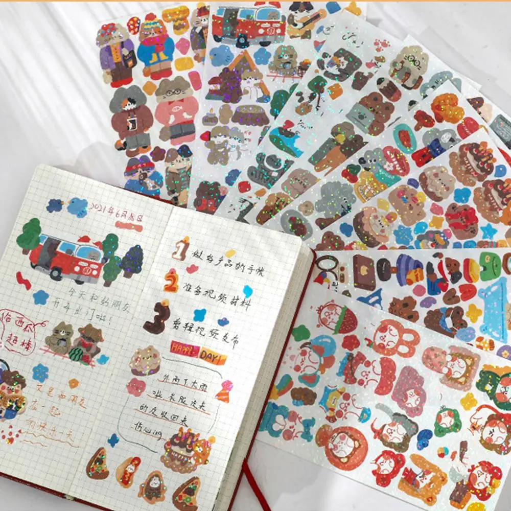 Bottle DIY Diary Scrapbook Laser Paper Stickers Kawaii Stationery Sticker Hand Account Decoration Glitter Stationery Sticker