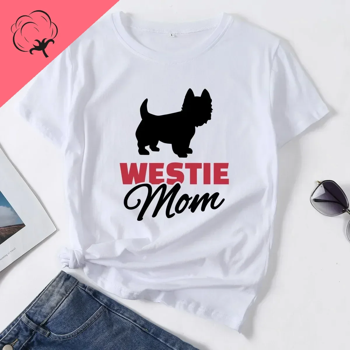 lady fashion tops Westie Mom Mama Dog Animal Woman TShirt Ladies Summer Tops Female Commuter Tos Camisetas De Mujer  harajuku