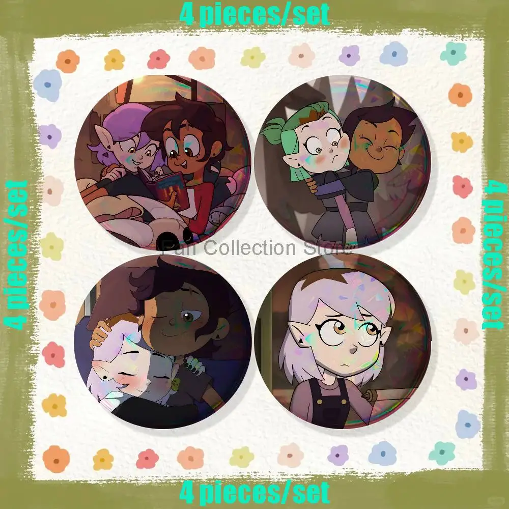 A-Amity Blight L-Luz Noceda Brooches for Backpack Accessories 25,32,44,58,75mm Round Enamel Pins 4-piece set Cartoon Anime Badge