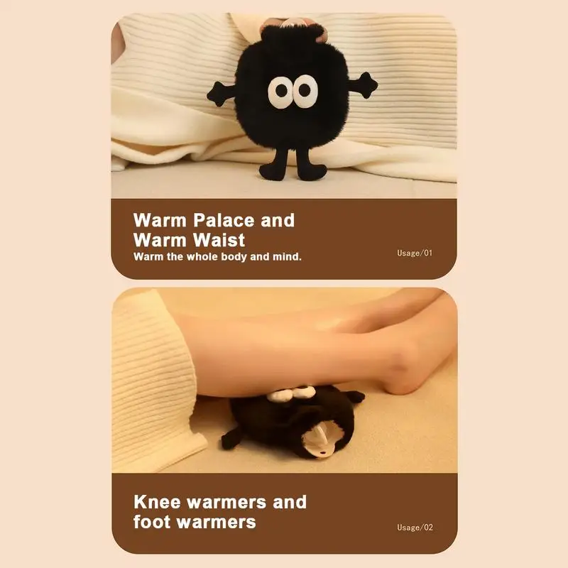 Warm Water Bag Hot Water Bottles For Bed 350ml PVC Cute Cartoon With Coal Briquettes Cover For Hot & Cold Compress Gifts