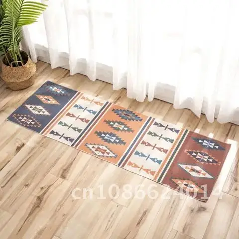 Boho style home decor Plant pattern tassel Handmade cotton Macrame Bohemia Anti-slip woven mat bedroom doormat floor bath rug c