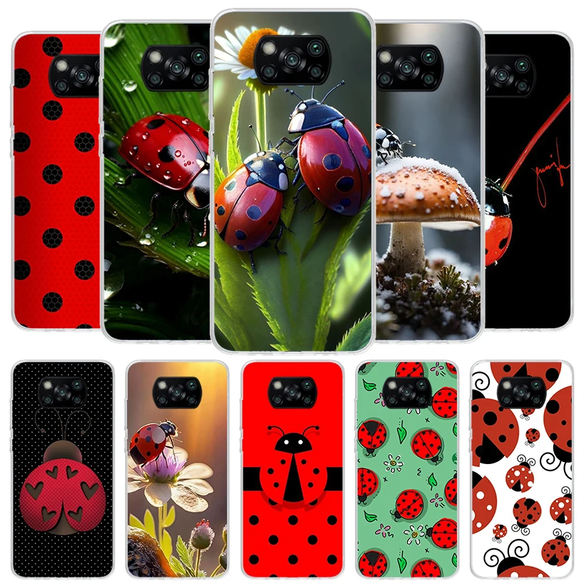 Insect Seven-Star ladybug Cover Phone Case For Xiaomi Poco X6 X5 X4 Nfc X3 Pro F6 F5 F4 Gt F3 F2 F1 M5S M4 M3 Soft Fundas Shell