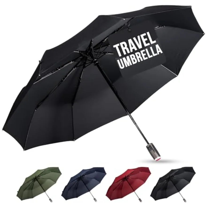

Premium Travel Umbrella - Wdproof and Compact for Men and Women, Automatic Open Close, Fits Purse Laptop Bag or Backpack, Stron