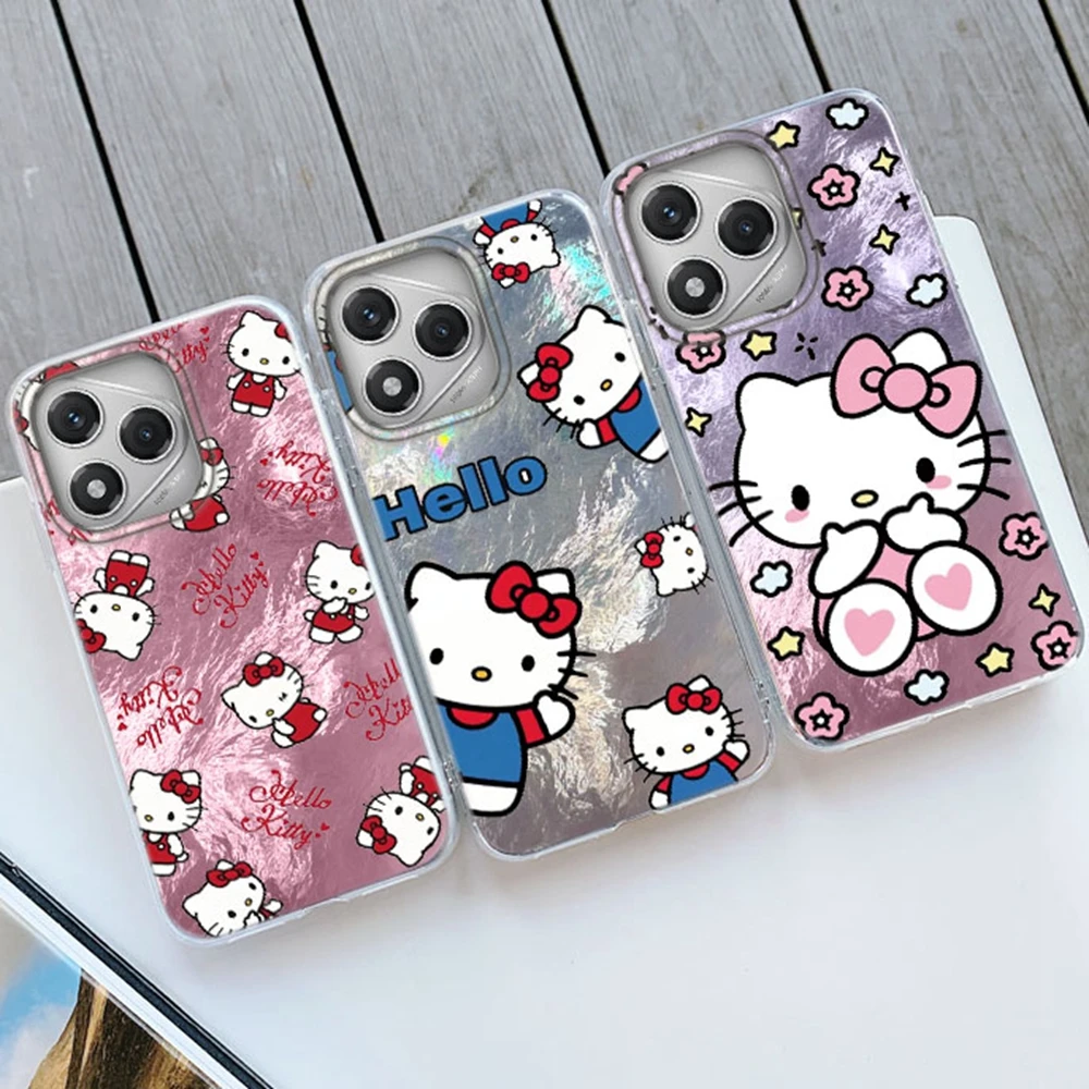 

Pink Bowknot Kitty Phone Case For Huawei Honor 400 200 Pro Magic7 6 5 Lite 90 Smart X9c X9a X8a X8b X8c X7c X6 Girls Funda Cover