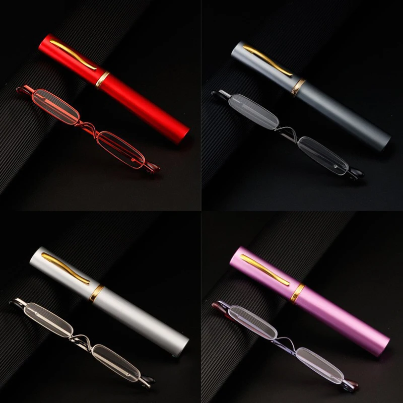 Hot Fashion Mini Reading Glasses With Metal Case Slim Glasses Presbyopia Eyeglasses Readers Portable Metal Frame Pocket Unisex