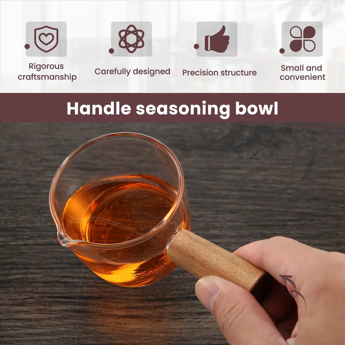 A56K 1Pcs Sauce Dish with Handle Dipping Bowl Glass Bowls Sauce Dish Seasoning Dish Saucer Appetizer Plates Tableware Kitchen To