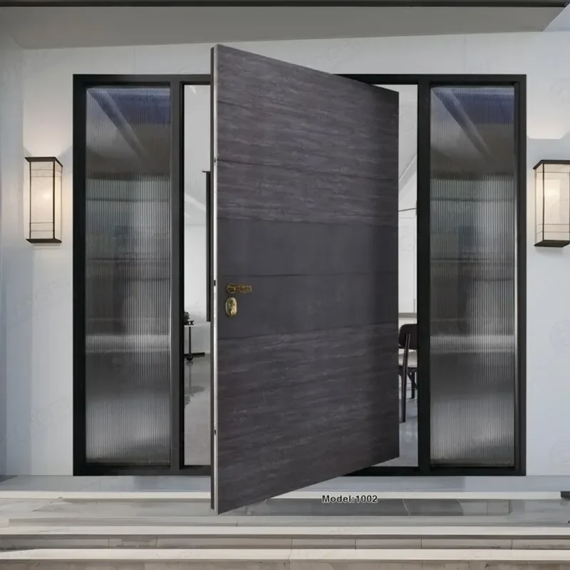 Factory Direct High End Soundproof Anti Theft Cast Aluminum Off Axis Door Customized Aluminum Plate Villa Entrance System