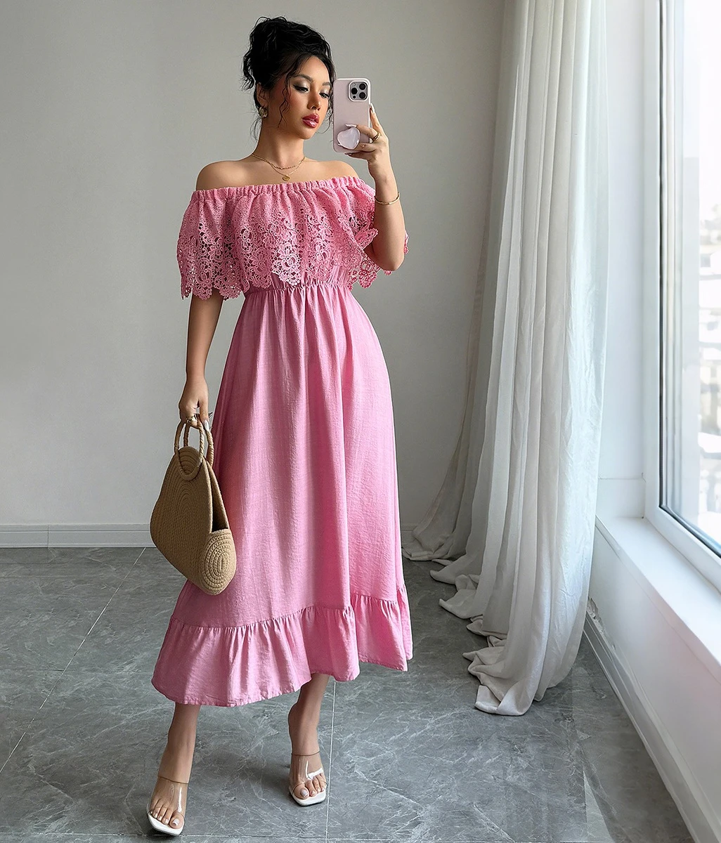 

A-line long skirt dress for women's 2025 women's clothing, elegant and stylish, shoulder length dress