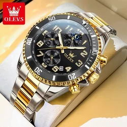 OLEVS NEW Brand Luxury Chronograph Gold Watches for Men Quartz Stainless Steel Male Clock Waterproof Relogio Masculino Hombre