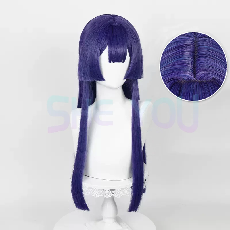 Pela Peruca Cosplay Jogo Honkai: Star Rail 64cm Azul Escuro Roxo Perucas Pelageya Sergeyevna Cosplay Anime Perucas Resistente Ao Calor Cabelo