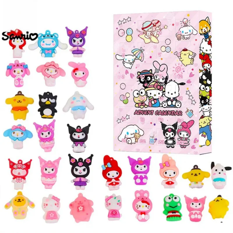 24PCS Sanrio Accessories Hello Kitty Christmas Advent Calendar Box Anime Figures Kuromi Model My Melody Xmas Gift Kids Toys