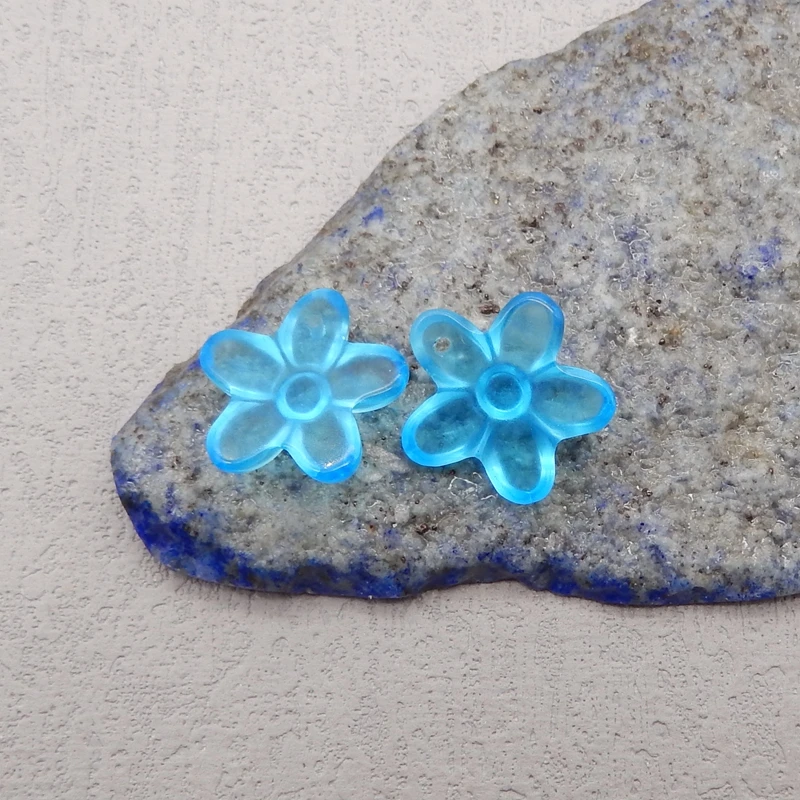 Semiprecious Stone Cymophane Earring Beads,Fashion Jewelry Carved Flower Earrings Accessories For Women 18x6mm 3g