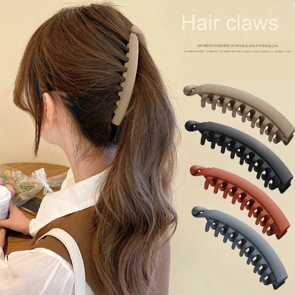 Frosted Hair Clips Solid Color Banana Claw Women Hair Accessories Fashion Ponytail Barrettes Headwear