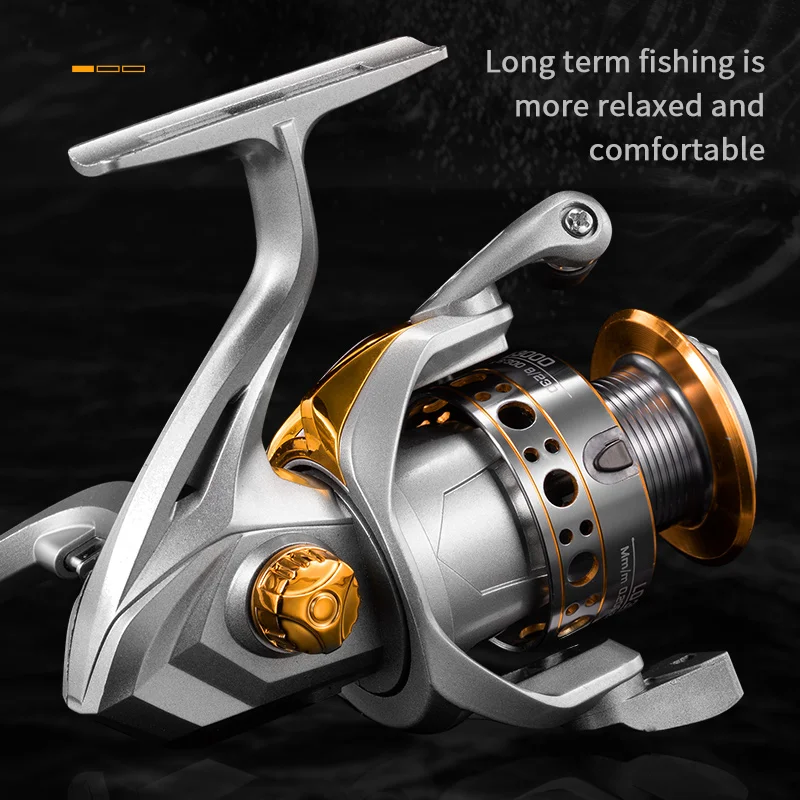 LD Series 5.2:1 Alloy Fishing Reel with Carbon Drag and Wood Handle for Freshwater Saltwater Spinning Fishing
