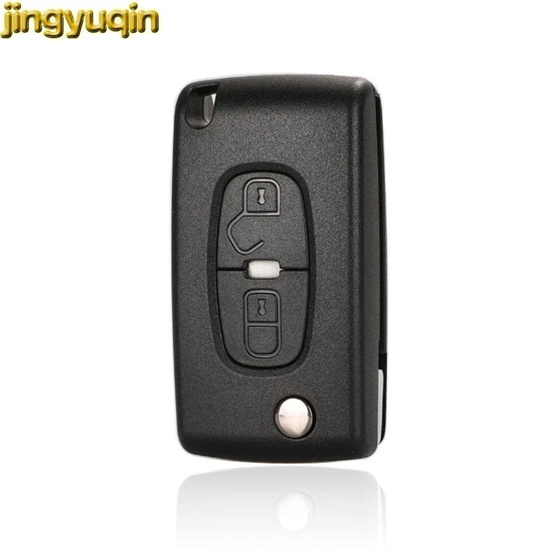 Jingyuqin Flip Remote Car Key Shell FOR Peugeot 4007 ET 4008 Citroen C-Crosser C4 Aircross 2 Button Fob MIT-11R Blade CE1731