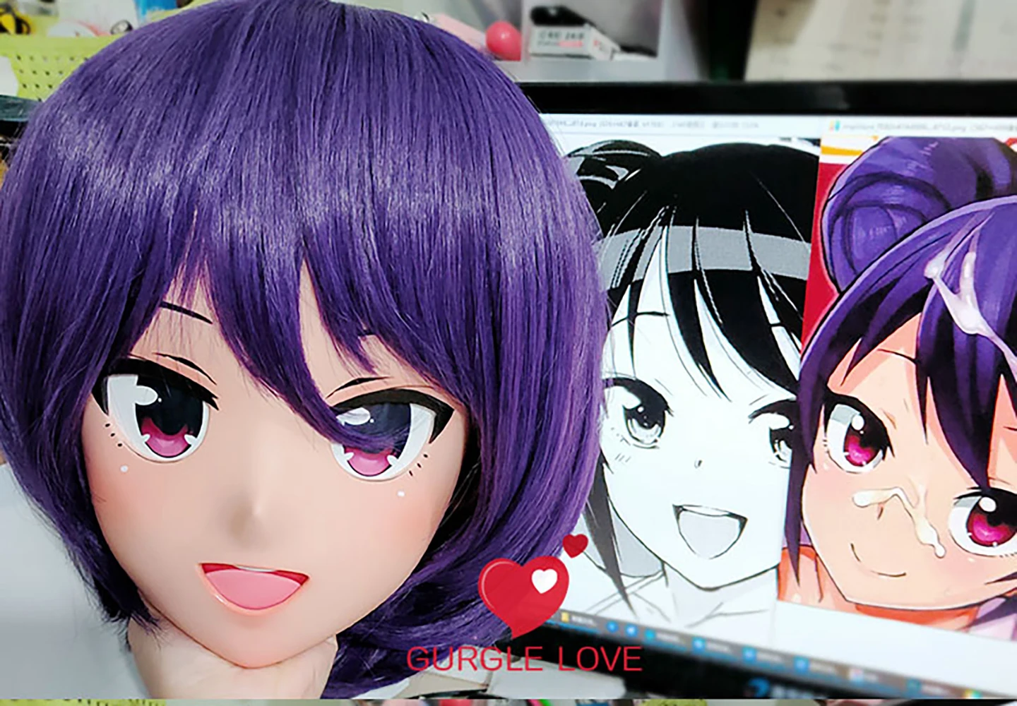 

(GLA22)Customize Character Female Girl Resin Half Head Crossdress Cosplay Japanese Anime Role Kigurumi Mask With Eyes And Wig