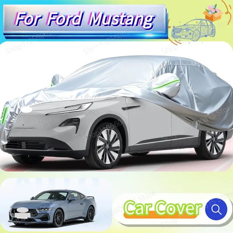 For Ford Mustang 2018-Present Custom Fit Full Car Cover Silver Coated Fabric Side Zipper Access UV Sun Dust Protection