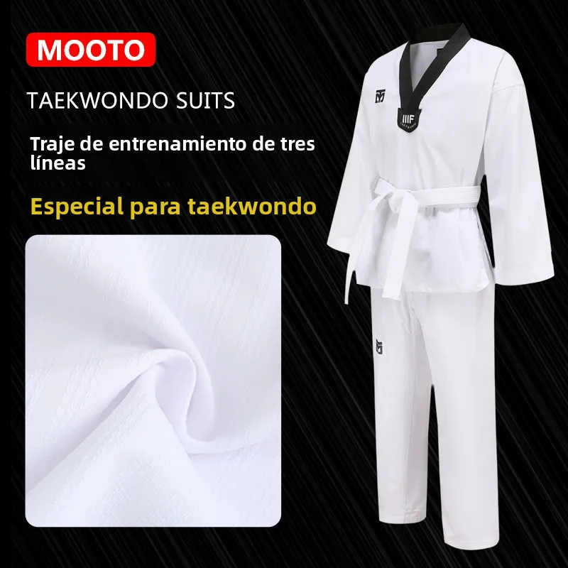 orme de Taekwondo para Niños, Ropa de Entrenento y Cetición para Niños y Niñas, Tela con Patrón de Tres Líneas, Rop...