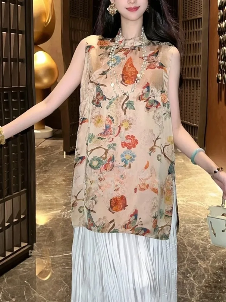 Conjunto de falda y Top con estampado Floral chino para mujer, traje de dos piezas de Faion, conjunto de ropa de verano de tendencia nacional, novedad de 2025