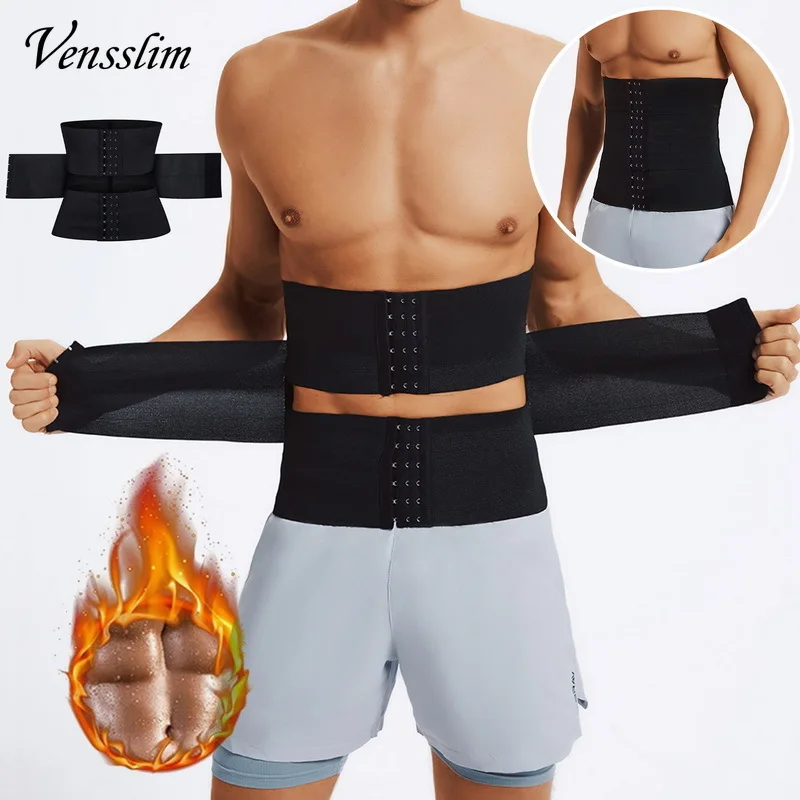 Vensslim Slimming Body Shaper Hot Trimmer Corset Men Waist Trainer Sauna Swear Belt Stomach Cinchers Compression Hooks Strap