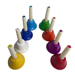 8x Hand Bells Handbells Musical Bells Colorful Handbells Musical Instrument for Wedding Kids Holiday Classroom Party Supplies