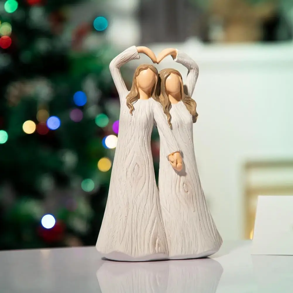 Hand-painted Sister Figurine Best Friends Resin Statue Sculpture Home Office Bookshelf Desktop Decoration Ornament Celebrating F