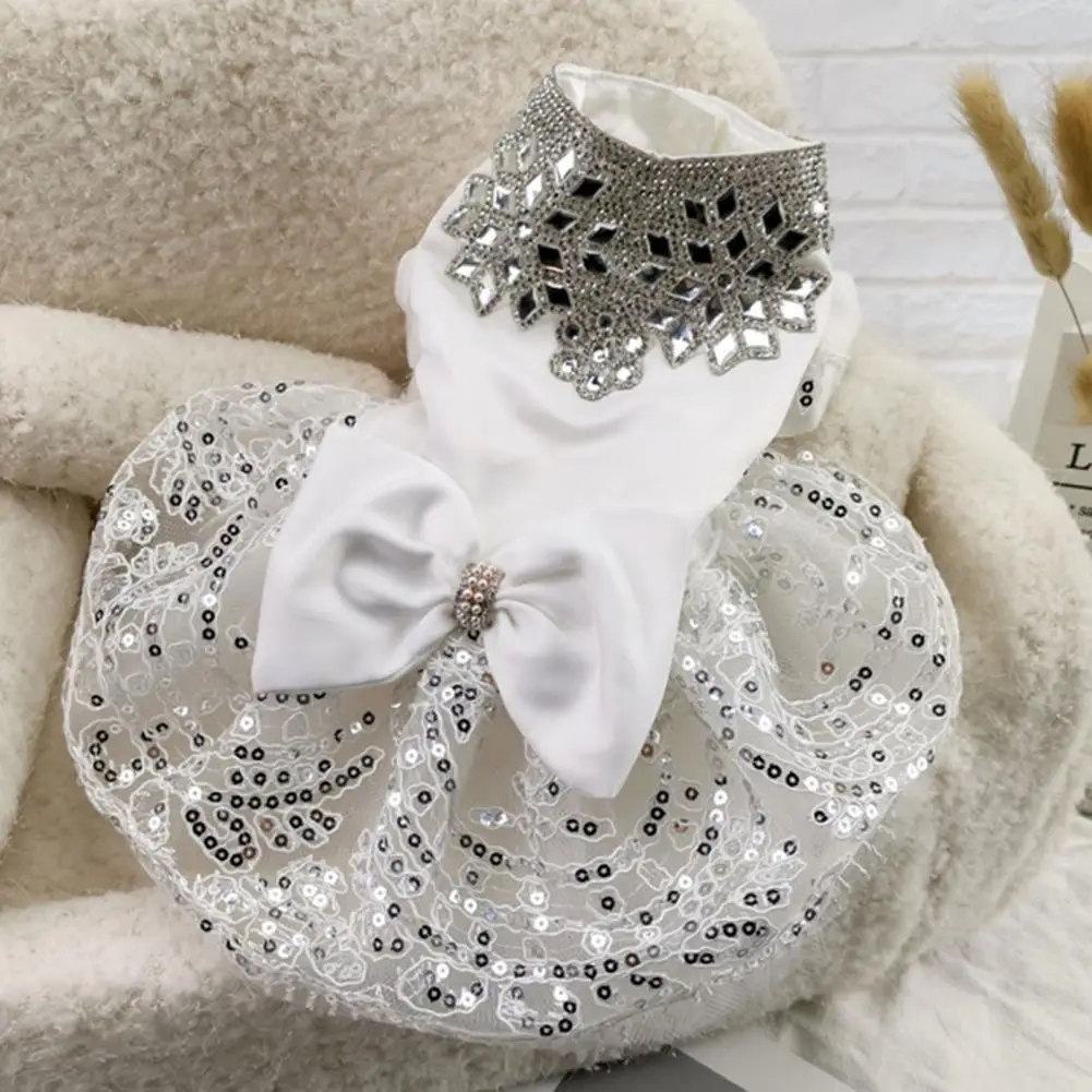 Luxury Princess Wedding Dog Dresses for Small Dogs Sequin Cat Skirts Summer Dress Dog Clothes for Chihuahua Puppy Apparel