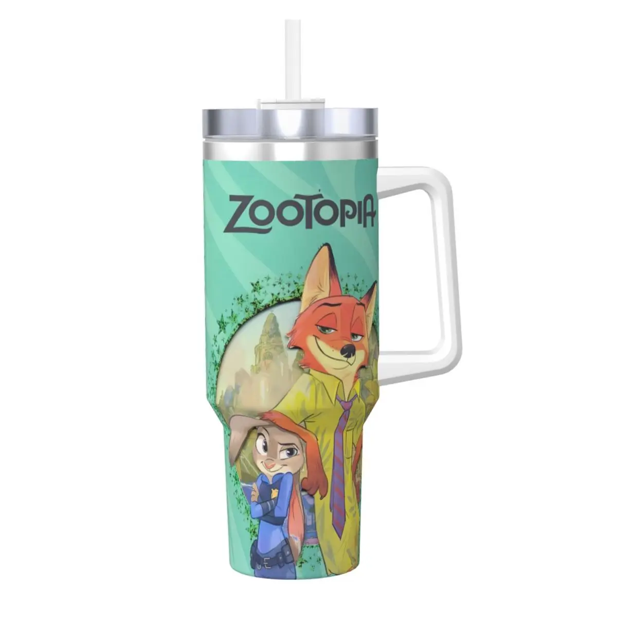 Zootopia Nick Judy Cartoon Stainless Steel Tumbler Travel Mugs Cup Large Coffee Mug Portable Cold and Hot Milk Tea Water Bottle