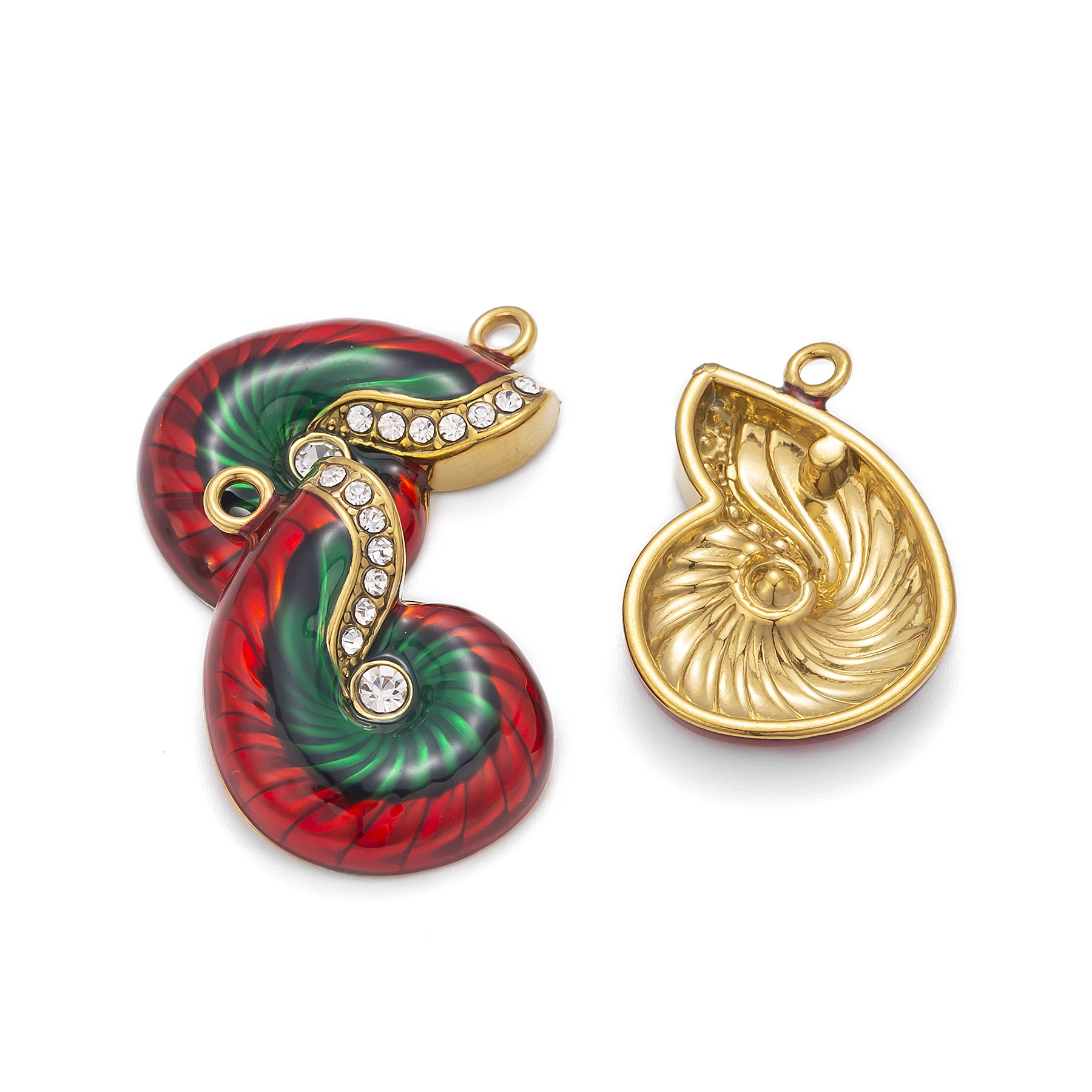 5pcs/Lot French Stainless Steel Pendants Colorful Conch Charms for DIY Making Necklace Earrings Charms Pendants Accessories