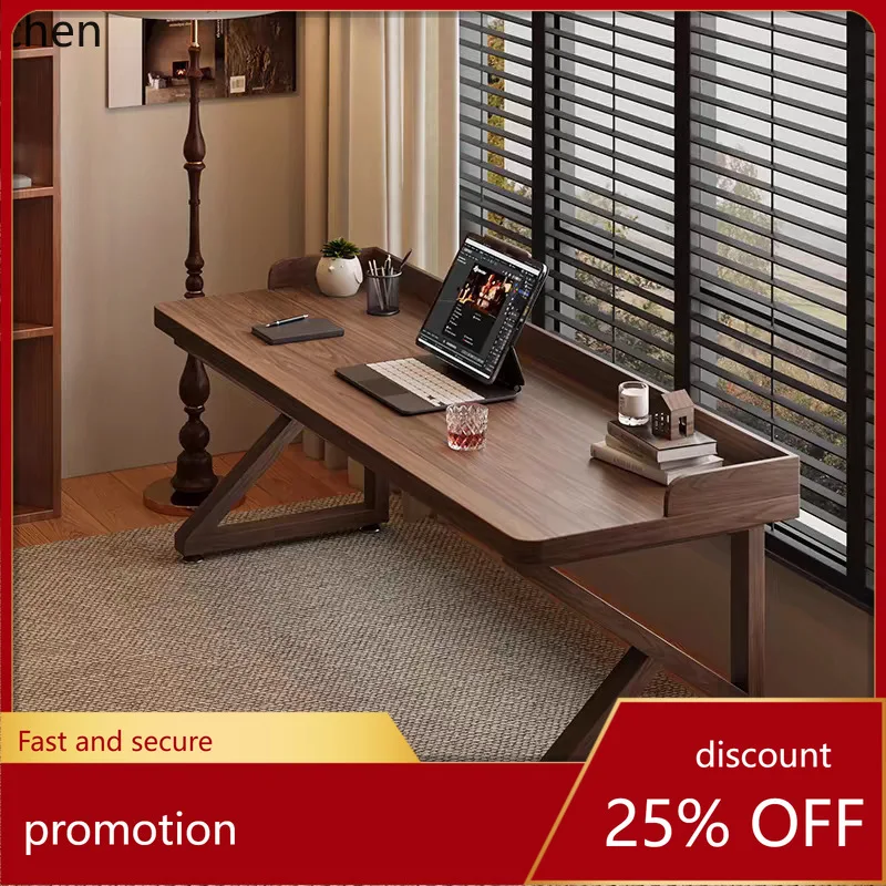 

HXL Solid Wood Double Desk Computer Desk Long Strip Electric Home Simple Study Desk