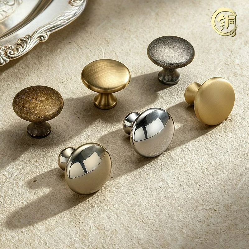 Furniture Hardware Brass Single Hole Drawer Handle, Light Luxury High-end Entrance Cabinet, TV Cabinet, Coffee Table Handle