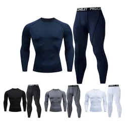 Sports Suit New Men's Compression Running Sets Breathable Tight Training Basketball Rashguard Tracksuit Man 2 Piece Set Clothes