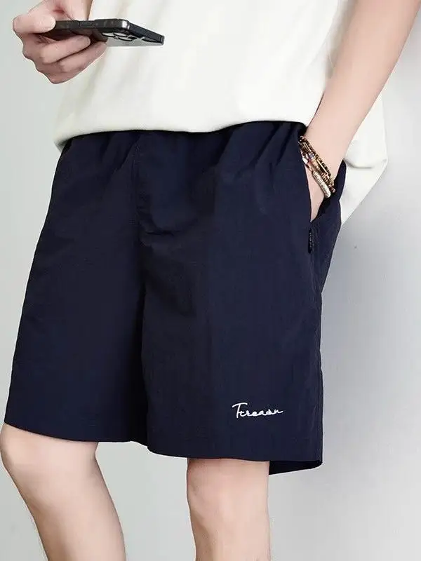 

Летние спортивные свободные мужские шорты, повседневные прямые брюки-шорты (пятидюймовые), для пар, молодежные, активные, из нейлона, быстросохнущие, тонкие