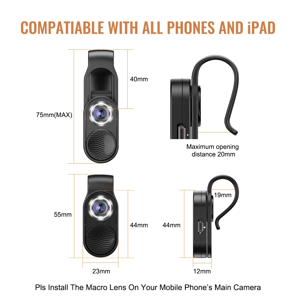 APEXEL100X magnification microscope lens mobile LED Light micro pocket lenses for iPhonex xs max Samsung all smartphones
