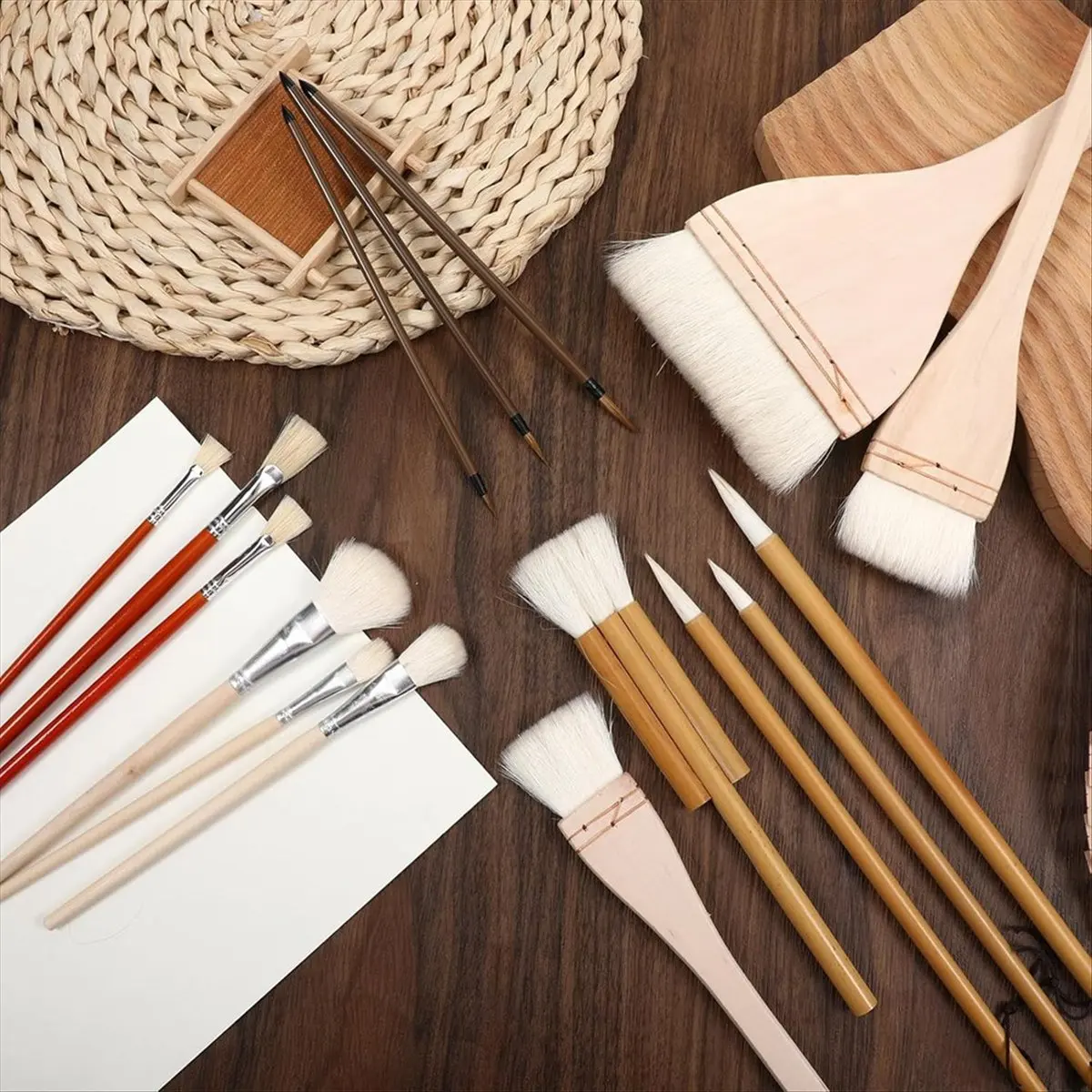 Latest ABBQ-16Pcs Glaze Brushes for Pottery Different Shapes Pottery Glaze Brushes for Acrylic Watercolor Oil and More for Begin